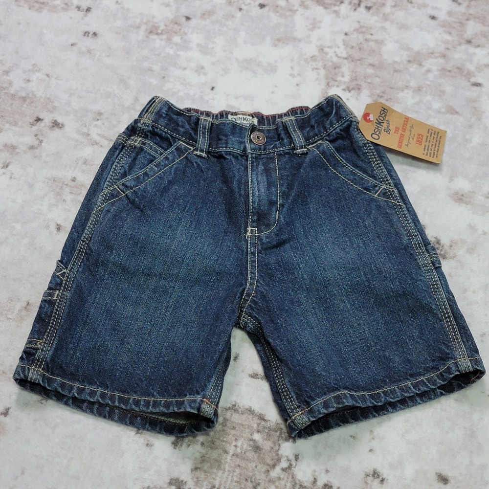 OshKosh B'gosh Carpenter Denim Shorts 4T NWT Toddler Boys Elastic Waist